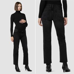 HUDSON Remi Straight Ankle Maternity JEANS Size 29 Black Stretch Denim NEW $185